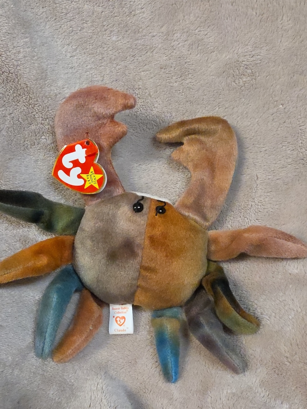 Ty Multicolor Brown & Blue Plush Crab Beanie